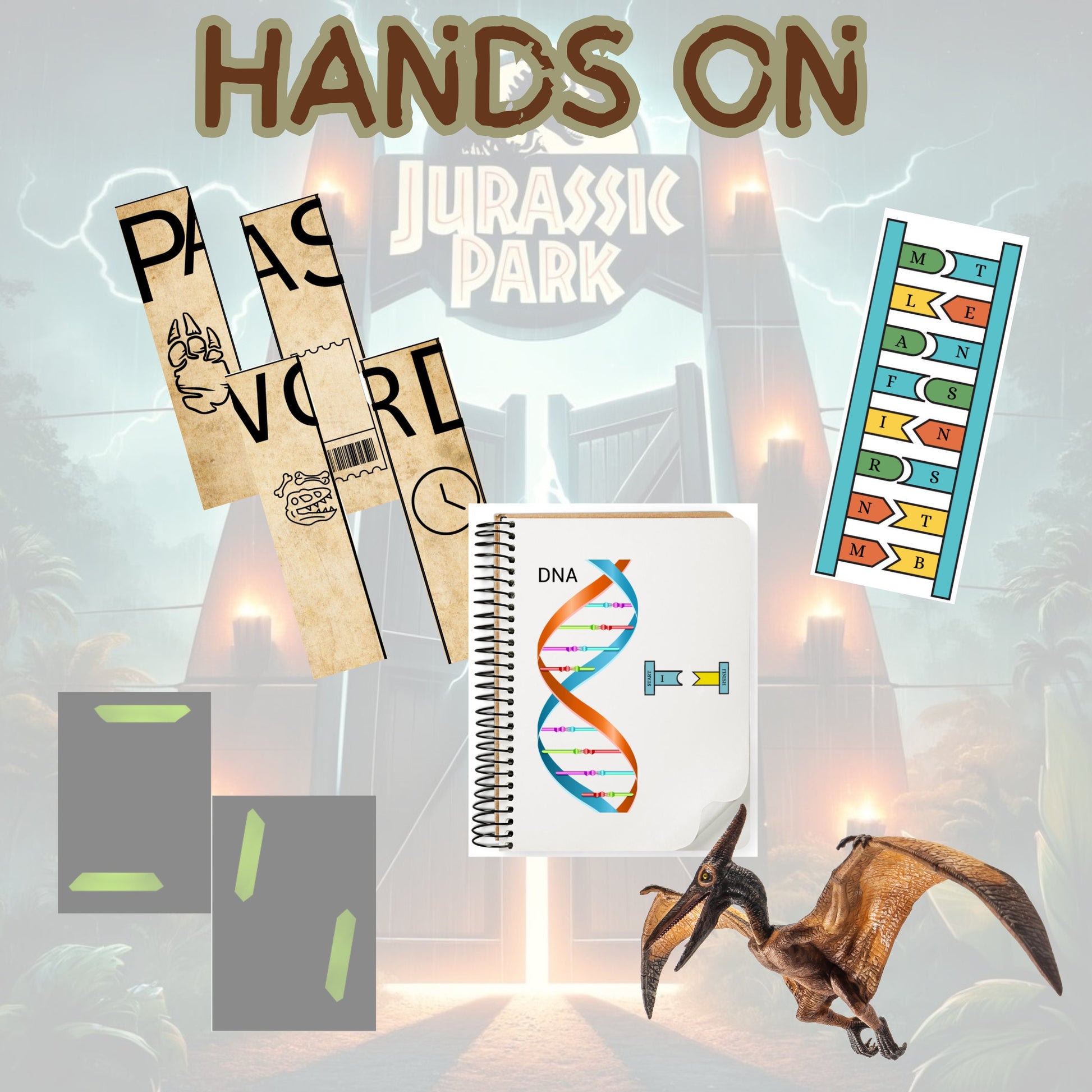Escape Jurassic Park - Printable Escape Room Kit, Perfect for Parties & Family Game Night Dinosaur theme party game, Dinosaur Birthday Party