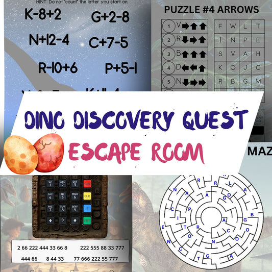 Dino Discovery Quest Escape Room for Kids, Printable Kids Party Game, DIY Escape Room, Escape Room for Kids, Family Game Night, Party Game
