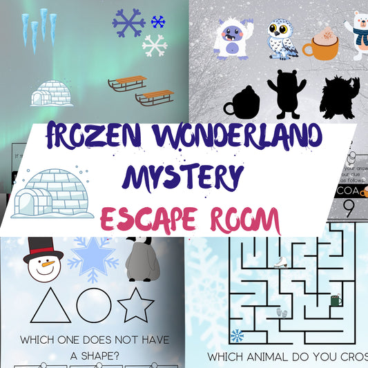 Frozen Wonderland Escape Room for Kids, Printable Christmas, DIY Escape Room, Kids Escape Room-Family Game Night Print & Go, Winter Games