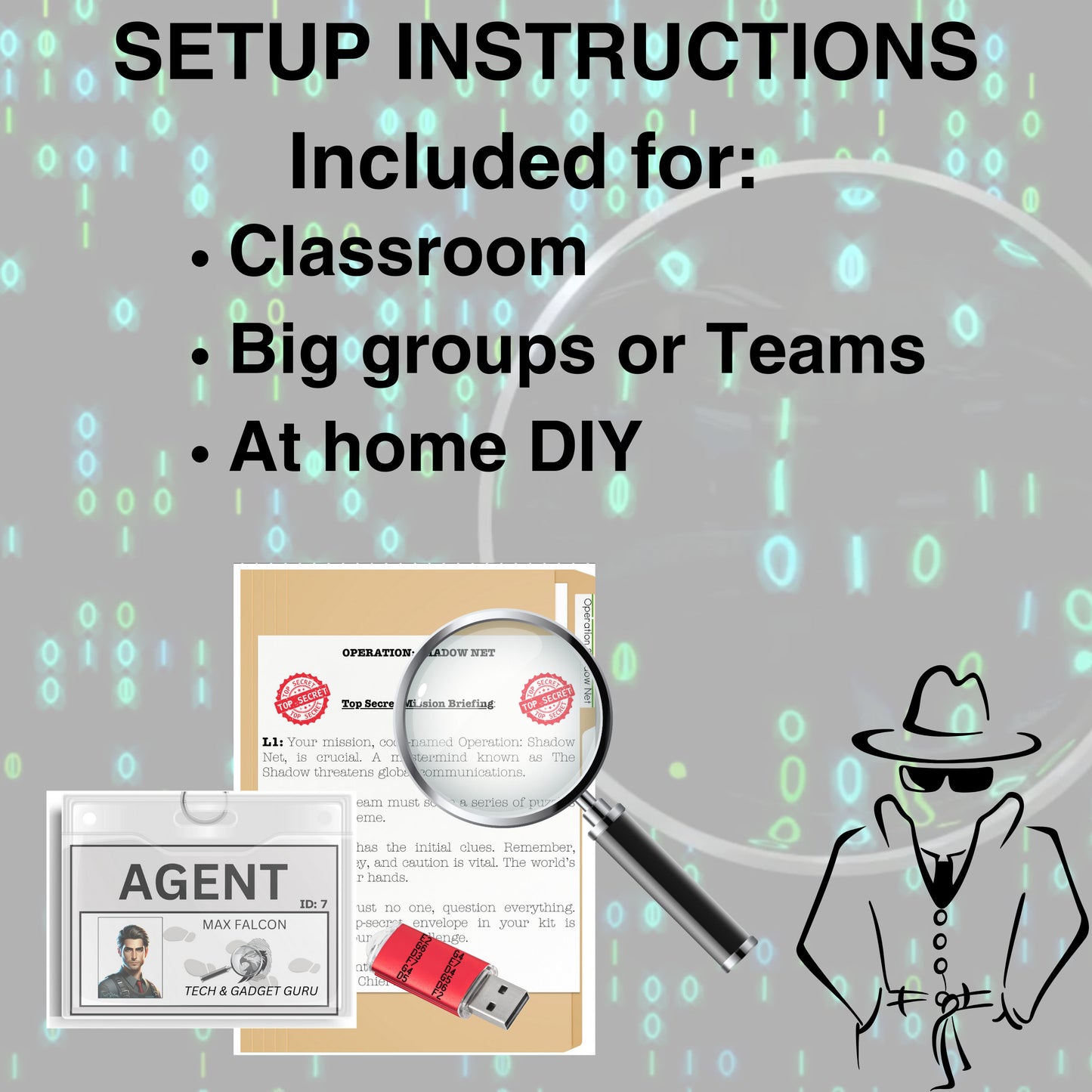 Operation Shadow Net" - Printable Spy-Themed Escape Room Game Instant download, Kids Spy Party game SPY Theme Party Game Escape Room