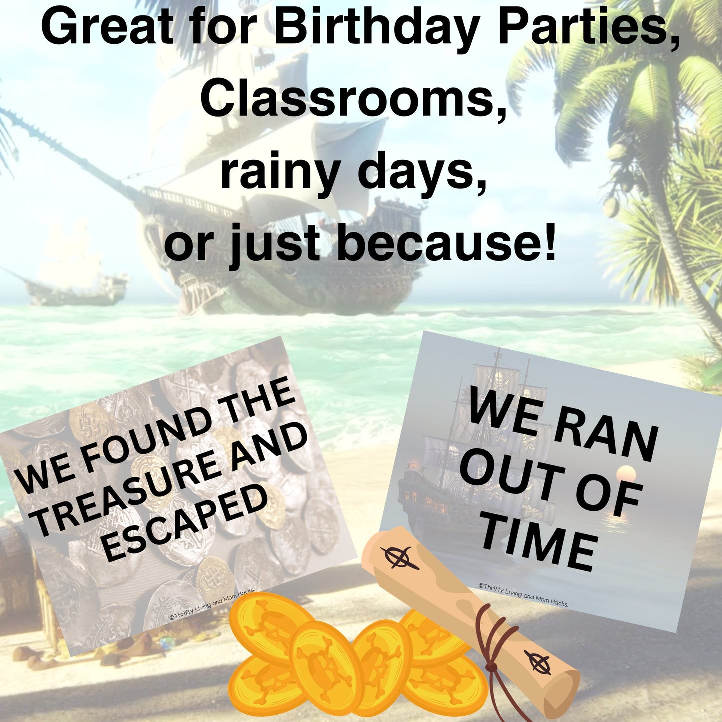 Island Escape Quest for Pirate's Fortune Kids Escape Room Printable Instant download Pirate theme party game Print and Play Escape Room