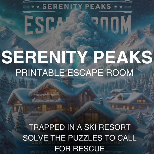 TRAPPED IN a Ski Resort Printable Escape Room Instant download Escape room Party game Winter Party Game Escape Room Snowed in Escape GAME