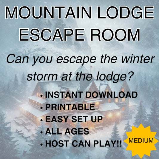 Mountain Lodge Escape Room Snowed in Escape Room Instant download, Escape room Party game Winter Storm Blizzard Party Game Escape Room