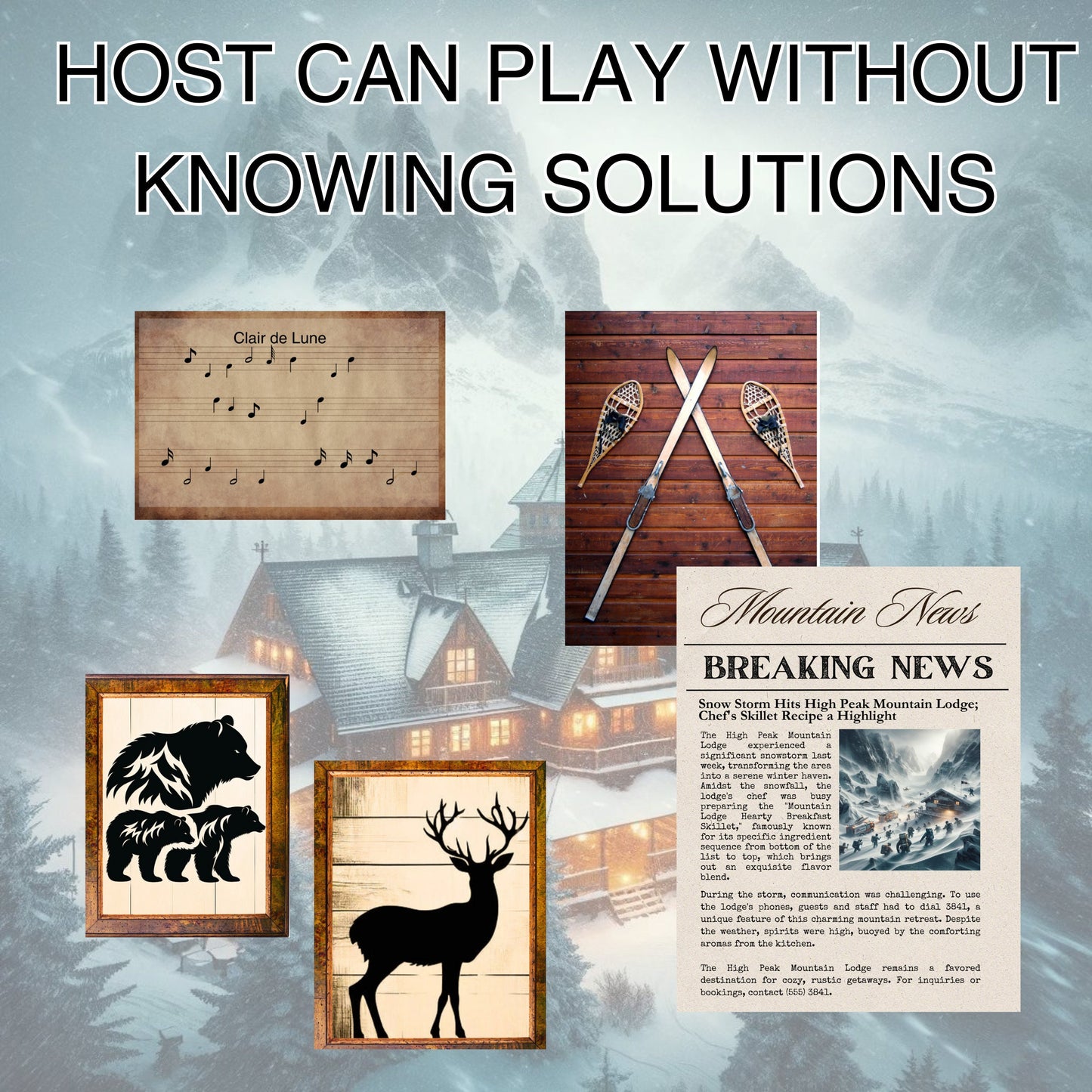 Mountain Lodge Escape Room Snowed in Escape Room Instant download, Escape room Party game Winter Storm Blizzard Party Game Escape Room