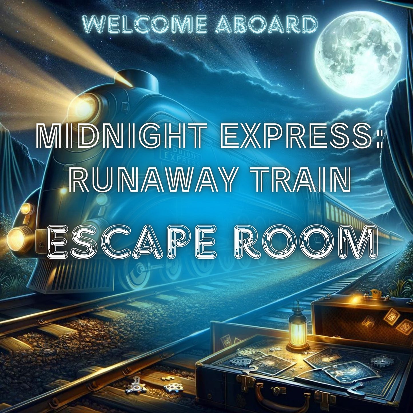 Midnight Express Runaway Train Escape Room Family Friendly Adventure Game Adult Kid Escape Room Instant Download DIY Escape Room Mystery
