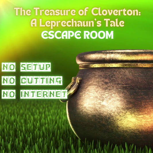 The Treasure of Cloverton: A Leprechaun's Tale Escape Room Game NO Internet NO cutting Escape Room Game St. Patricks Game Classroom Activity