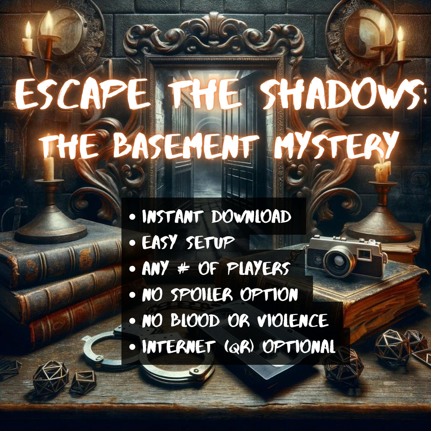 Escape the Shadows: The Basement Mystery Family-Friendly Escape Room Instant Download Mysterious Escape Room Party Game. Game Night Activity